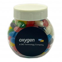 PLASTIC JAR FILLED WITH JELLY BEANS 170G (Corp Coloured or Mixed Coloured Jelly Beans)